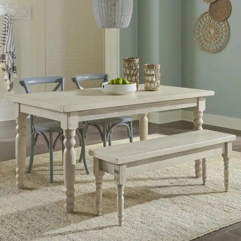 Tavolo da pranzo in pino massiccio stile rustico (farmhouse) per 6 persone: Driftwood / Legno di fienile / Grigio rustico / Bianco sporco rustico / Noce rustico