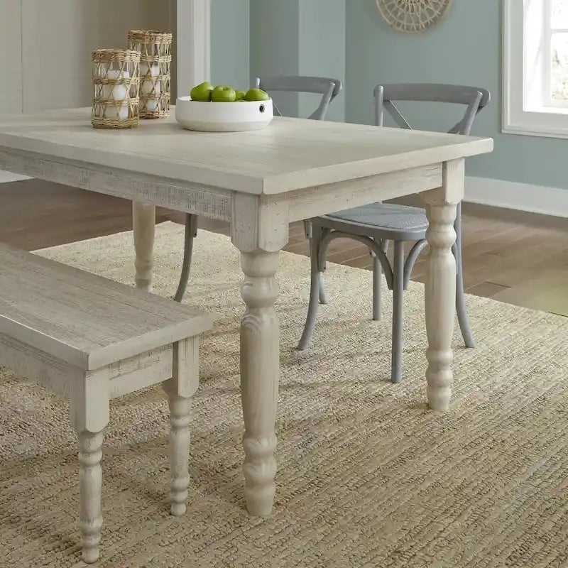 Tavolo da pranzo in pino massiccio stile rustico (farmhouse) per 6 persone: Driftwood / Legno di fienile / Grigio rustico / Bianco sporco rustico / Noce rustico
