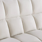 Divano letto convertibile a 2 posti in velluto trapuntato beige / blu / grigio