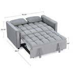 Divano letto convertibile a 2 posti in velluto trapuntato beige / blu / grigio
