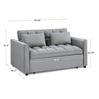 Divano letto convertibile a 2 posti in velluto trapuntato beige / blu / grigio