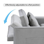 Divano letto convertibile a 2 posti in velluto trapuntato beige / blu / grigio