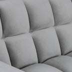 Divano letto convertibile a 2 posti in velluto trapuntato beige / blu / grigio
