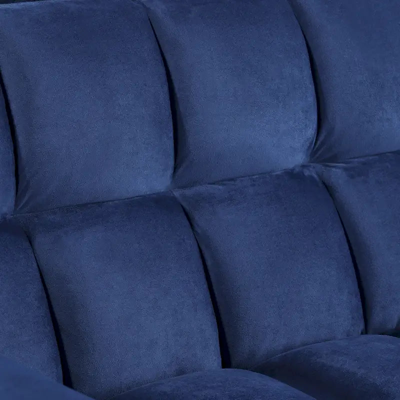 Divano letto convertibile a 2 posti in velluto trapuntato beige / blu / grigio