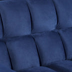 Divano letto convertibile a 2 posti in velluto trapuntato beige / blu / grigio