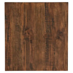 Tavolino finale rustico con base a X, bordo vivo e impiallacciatura in legno di quercia/marrone/grigio/nero/cemento, con ripiano, per 1 persona