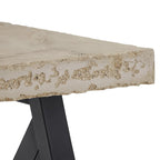 Tavolino finale rustico con base a X, bordo vivo e impiallacciatura in legno di quercia/marrone/grigio/nero/cemento, con ripiano, per 1 persona