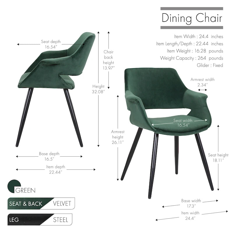 Sedia da pranzo in velluto mid-century per 1 persona, verde / rosa / champagne / grigio scuro