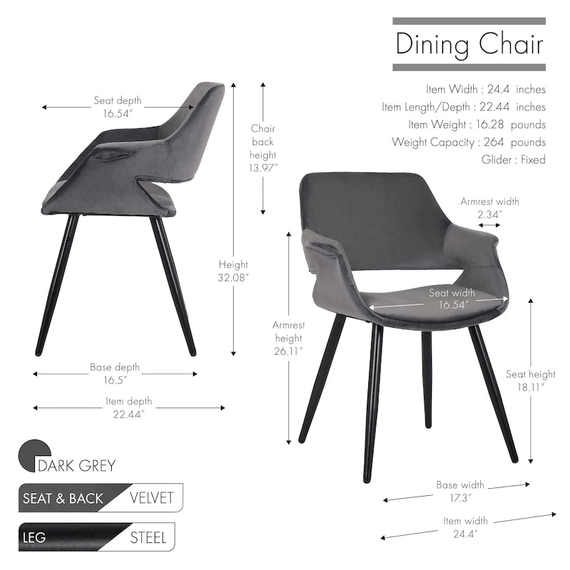 Sedia da pranzo in velluto mid-century per 1 persona, verde / rosa / champagne / grigio scuro