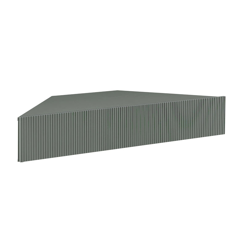 Mobile TV angolare sospeso con 3 ripiani, finitura rovere bianco/grigio anticato/verde salvia, per 1 persona