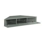Mobile TV angolare sospeso con 3 ripiani, finitura rovere bianco/grigio anticato/verde salvia, per 1 persona