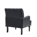 Poltroncina d'appoggio trapuntata in pelle sintetica beige/marrone/nera con dettagli borchiati e gambe intagliate, per 1 persona