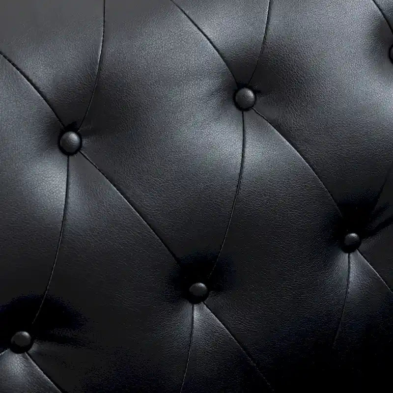 Poltroncina d'appoggio trapuntata in pelle sintetica beige/marrone/nera con dettagli borchiati e gambe intagliate, per 1 persona