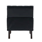 Poltroncina d'appoggio trapuntata in pelle sintetica beige/marrone/nera con dettagli borchiati e gambe intagliate, per 1 persona