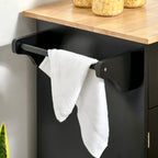 Carrello da cucina su ruote grigio/bianco/nero con piano in legno di caucciù, per 1 persona