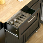 Carrello da cucina su ruote grigio/bianco/nero con piano in legno di caucciù, per 1 persona