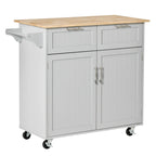 Carrello da cucina su ruote grigio/bianco/nero con piano in legno di caucciù, per 1 persona