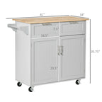 Carrello da cucina su ruote grigio/bianco/nero con piano in legno di caucciù, per 1 persona