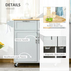 Carrello da cucina su ruote grigio/bianco/nero con piano in legno di caucciù, per 1 persona