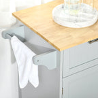 Carrello da cucina su ruote grigio/bianco/nero con piano in legno di caucciù, per 1 persona
