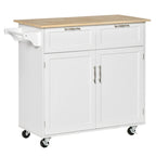 Carrello da cucina su ruote grigio/bianco/nero con piano in legno di caucciù, per 1 persona
