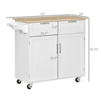 Carrello da cucina su ruote grigio/bianco/nero con piano in legno di caucciù, per 1 persona