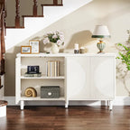 Credenza moderna marrone/nera/bianca con ante a pressione e ripiani interni per 1 persona