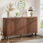 Credenza moderna marrone/nera/bianca con ante a pressione e ripiani interni per 1 persona