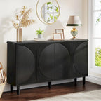 Credenza moderna marrone/nera/bianca con ante a pressione e ripiani interni per 1 persona