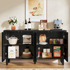Credenza moderna marrone/nera/bianca con ante a pressione e ripiani interni per 1 persona