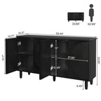 Credenza moderna marrone/nera/bianca con ante a pressione e ripiani interni per 1 persona