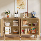 Credenza moderna marrone/nera/bianca con ante a pressione e ripiani interni per 1 persona