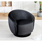 Poltroncina singola girevole a 360° in velluto con dettaglio pieghettato, disponibile nei colori Nero / Avorio / Verde Menta / Rosso Arancio / Grigio / Rosa / Giallo / Verde Petrolio