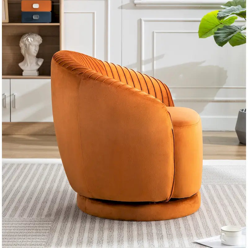 Poltroncina singola girevole a 360° in velluto con dettaglio pieghettato, disponibile nei colori Nero / Avorio / Verde Menta / Rosso Arancio / Grigio / Rosa / Giallo / Verde Petrolio