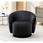 Poltroncina singola girevole a 360° in velluto con dettaglio pieghettato, disponibile nei colori Nero / Avorio / Verde Menta / Rosso Arancio / Grigio / Rosa / Giallo / Verde Petrolio