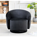 Poltroncina singola girevole a 360° in velluto con dettaglio pieghettato, disponibile nei colori Nero / Avorio / Verde Menta / Rosso Arancio / Grigio / Rosa / Giallo / Verde Petrolio
