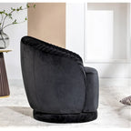Poltroncina singola girevole a 360° in velluto con dettaglio pieghettato, disponibile nei colori Nero / Avorio / Verde Menta / Rosso Arancio / Grigio / Rosa / Giallo / Verde Petrolio
