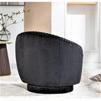 Poltroncina singola girevole a 360° in velluto con dettaglio pieghettato, disponibile nei colori Nero / Avorio / Verde Menta / Rosso Arancio / Grigio / Rosa / Giallo / Verde Petrolio
