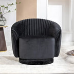 Poltroncina singola girevole a 360° in velluto con dettaglio pieghettato, disponibile nei colori Nero / Avorio / Verde Menta / Rosso Arancio / Grigio / Rosa / Giallo / Verde Petrolio