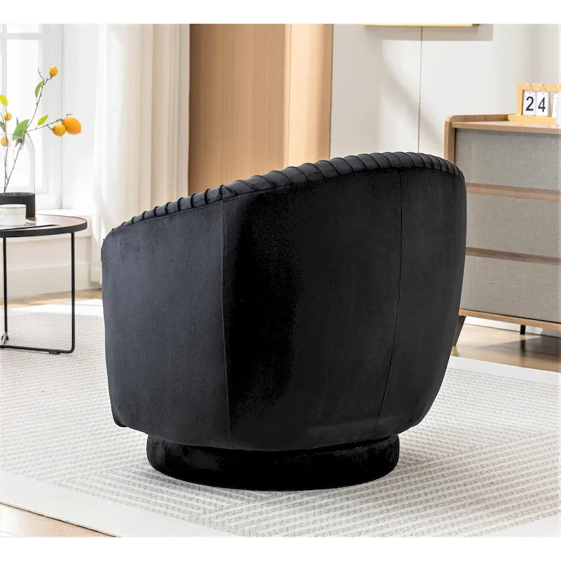 Poltroncina singola girevole a 360° in velluto con dettaglio pieghettato, disponibile nei colori Nero / Avorio / Verde Menta / Rosso Arancio / Grigio / Rosa / Giallo / Verde Petrolio