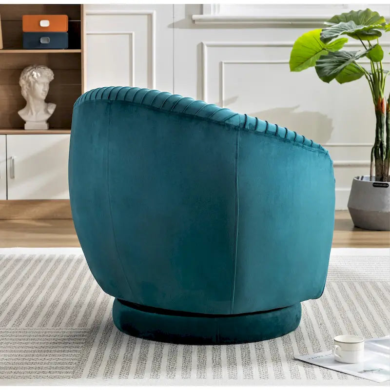 Poltroncina singola girevole a 360° in velluto con dettaglio pieghettato, disponibile nei colori Nero / Avorio / Verde Menta / Rosso Arancio / Grigio / Rosa / Giallo / Verde Petrolio