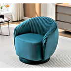 Poltroncina singola girevole a 360° in velluto con dettaglio pieghettato, disponibile nei colori Nero / Avorio / Verde Menta / Rosso Arancio / Grigio / Rosa / Giallo / Verde Petrolio