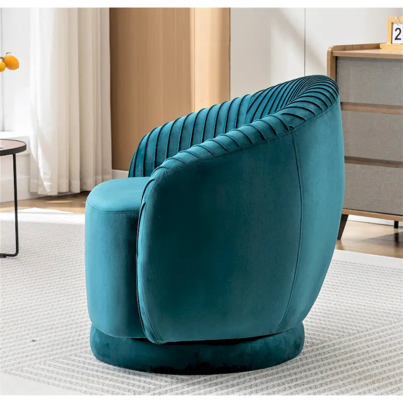 Poltroncina singola girevole a 360° in velluto con dettaglio pieghettato, disponibile nei colori Nero / Avorio / Verde Menta / Rosso Arancio / Grigio / Rosa / Giallo / Verde Petrolio