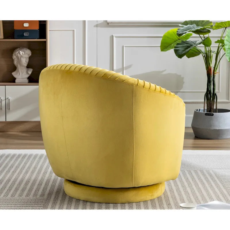 Poltroncina singola girevole a 360° in velluto con dettaglio pieghettato, disponibile nei colori Nero / Avorio / Verde Menta / Rosso Arancio / Grigio / Rosa / Giallo / Verde Petrolio