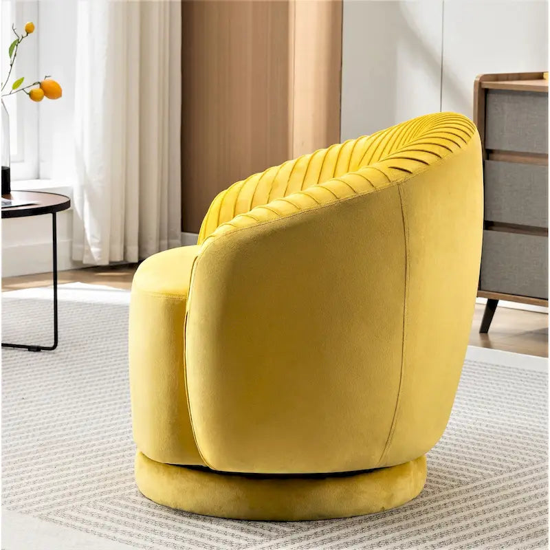 Poltroncina singola girevole a 360° in velluto con dettaglio pieghettato, disponibile nei colori Nero / Avorio / Verde Menta / Rosso Arancio / Grigio / Rosa / Giallo / Verde Petrolio