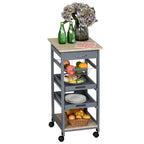 Carrello/isola da cucina su ruote in legno di pino bianco/grigio con cassetto e cestello estraibile, per 1 persona