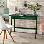 Scrivania compatta con cassetto singolo, in pino e MDF, per 1 persona, colori nero / blu / grigio / bianco / rosa cipria / verde pino