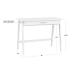 Scrivania compatta con cassetto singolo, in pino e MDF, per 1 persona, colori nero / blu / grigio / bianco / rosa cipria / verde pino