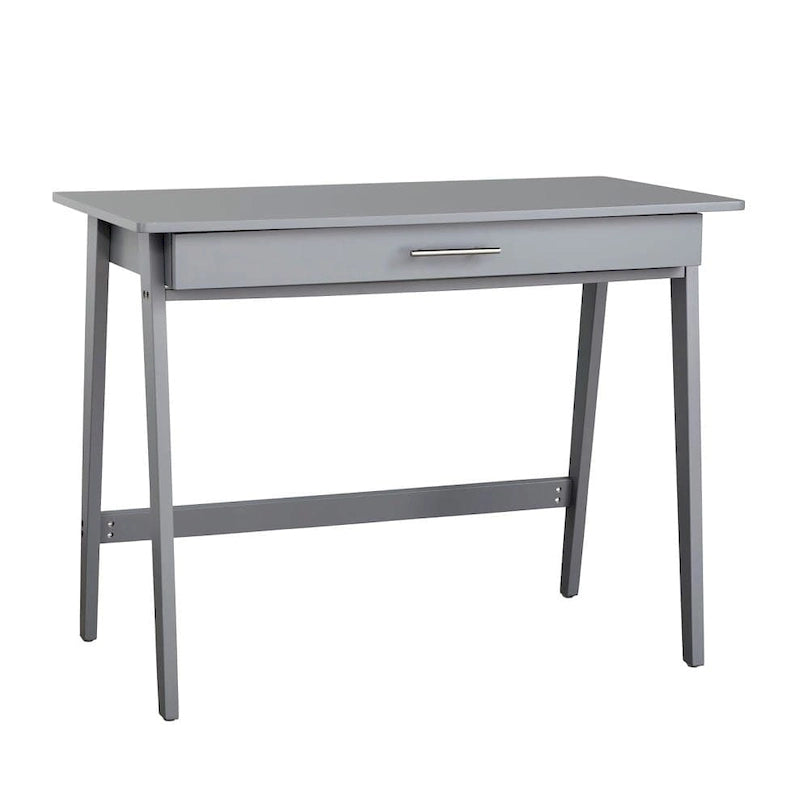 Scrivania compatta con cassetto singolo, in pino e MDF, per 1 persona, colori nero / blu / grigio / bianco / rosa cipria / verde pino