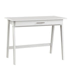Scrivania compatta con cassetto singolo, in pino e MDF, per 1 persona, colori nero / blu / grigio / bianco / rosa cipria / verde pino